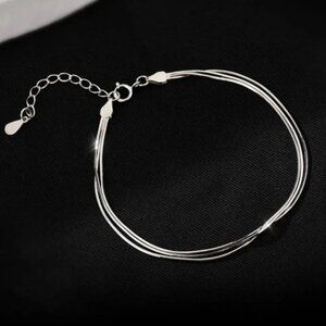 925 Sterling Silver Dainty Multi Layer Snakechain Bracelet Thin Shiny Bracelet